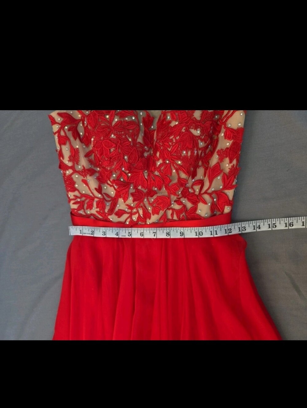 Sherri Hill Prom Dress Size 2 Red Ball Gown With Mini Train - Picture 5 of 8